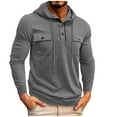 thumbnail image 1 of Jalioing Men's Cargo Sweatshirts Long Sleeve Solid Color Drawstring Hoodies Casual Button Pullover with Pocket, 1 of 6