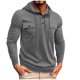 thumbnail image 1 of pstuiky hombres de manga larga, Sudadera con capucha para hombre, con botones sólidos, para entrenamiento, con múltiples bolsillos, para deportes al aire libre camisetas de hombre xxxl, 1 of 6