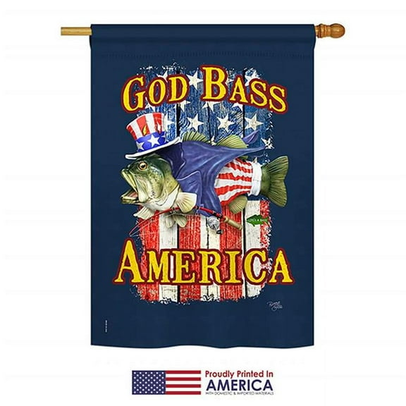 Breeze Decor H111087-BO God Bass America Americana Patriotic Impressions Decorative Vertical 28" x 40" Double Sided House Flag