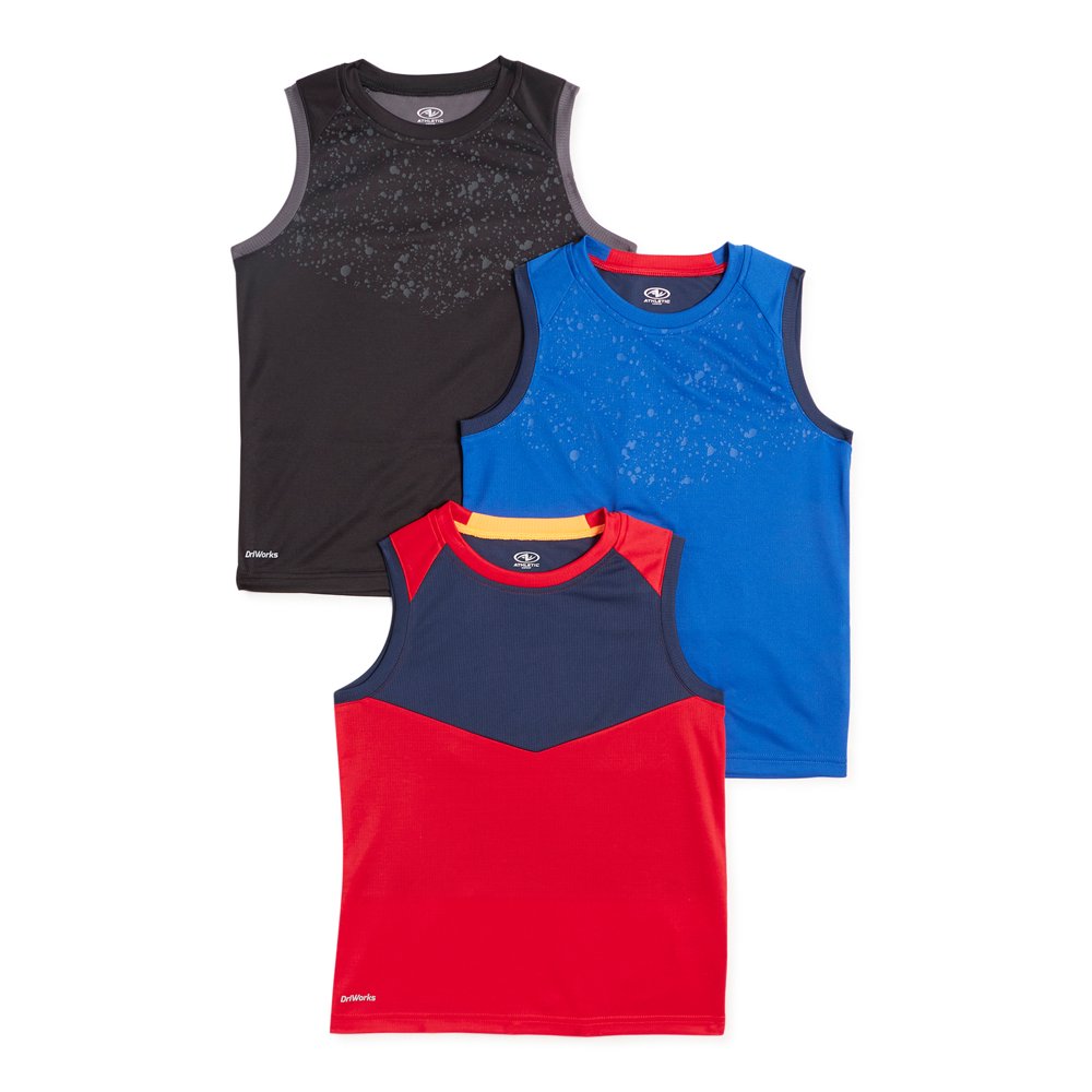 Athletic Works Athletic Works Boys' Performance Tank Tops, 3Pack