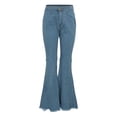 thumbnail image 4 of MIXUE Jeans For Women Solid Color Ladies Stretch Denim Flared Pants Casual Pants Trousers Daily-Wear,Blue,XXL, 4 of 5