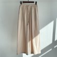 thumbnail image 3 of Women's Cotton Linen Pants Drawstring Elastic Waist Side Pockets High Rise Casual Loose Trousers Pants, 3 of 3