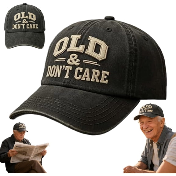 Old & Don’t Care Classic Dad Hat,Old and Don't Care Hat - Vintage Distressed Adjustable Trucker Cap, Funny Baseball Hat for Men & Women, Relaxed Fit Snapback