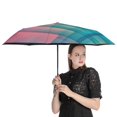 thumbnail image 4 of POBUDS Windproof Automatic Umbrella – Steel-Carbon Fiber Frame, UV-Blocking Black Coating Inside, Auto Open/Close - Plaid Gradient, 4 of 8