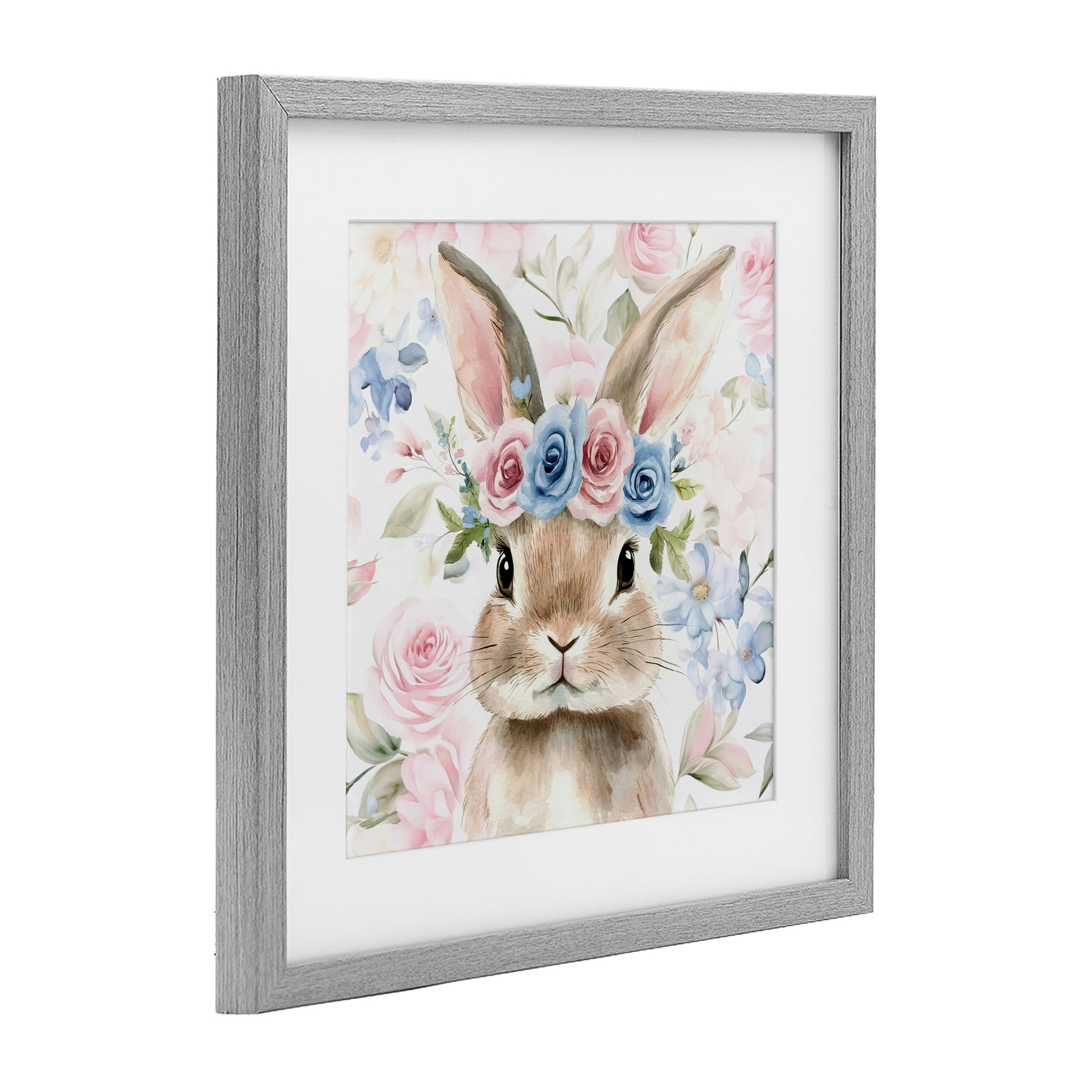 Stupell Industries Flower Power Bunny Gray Framed Print Under Glass, design by Tina LeCour
