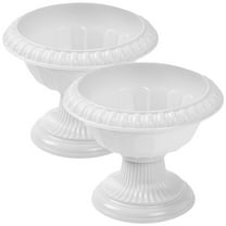 NIAIZEK 2-Pack White Garden Urn Flower Pots, Plastic for Outdoor and Indoor Plants