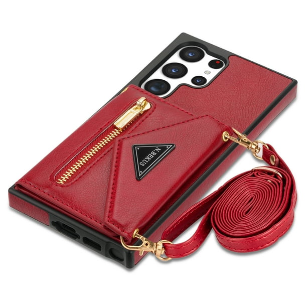 ELEHOLD Luxury Leather Wallet Case for Samsung Galaxy S23 Ultra,with