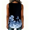 thumbnail image 6 of JTZGDY Summer Womens Tank Tops Loose Fit Casual Floral Printed Sleeveless Button Down Basic Crew Neck Graphic Pleated Tunic Tshirt Trendy Slit Hem Blouses, 6 of 7