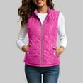 thumbnail image 2 of larppty Women's Vest, Stand Collar Lightweight Zip Up Front Quilted Padded Vest for Women (Hot Pink, S), 2 of 6