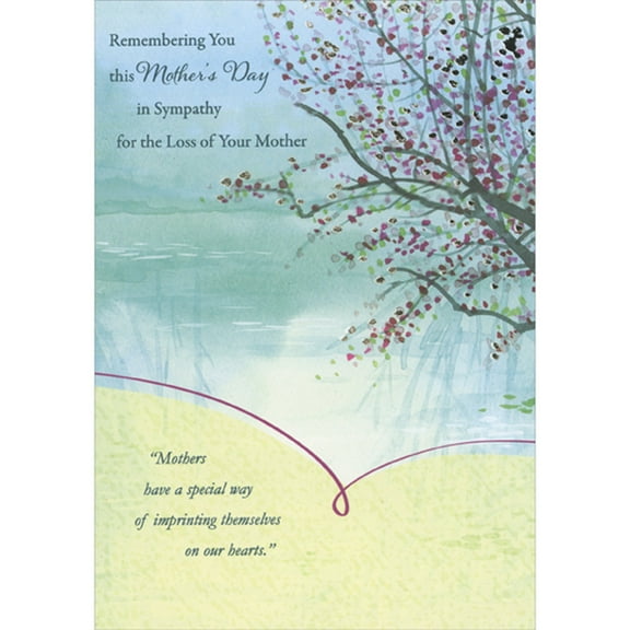 Designer Greetings Mothers Have a Way of Imprinting Themselves on Our Hearts: Branches with Red and Foil Leaves Mother's Day Sympathy Card