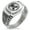 Silver, variant on Stainless Steel Bio Zombie Outbreak Response Team CZ Ribbed Needle Stripe Pattern Biker Style Polished Ring