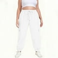 thumbnail image 5 of Erwazi Womens Plus Size Wide Leg Sweatpants Solid Drawstring Waist Pants with Multi Pockets, 5 of 9