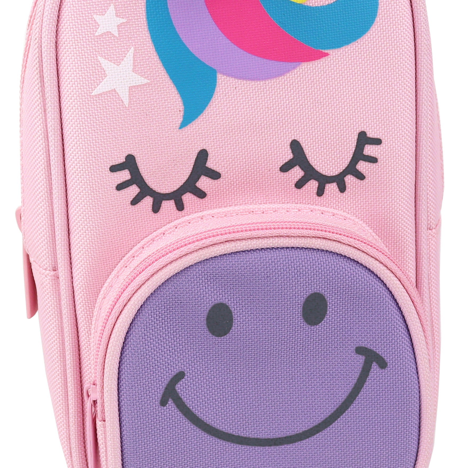 Pen+Gear Novelty Unicorn Face Backpack Shaped Pencil Pouch with Strap, Pink Polyester, Elementary School and Preschool