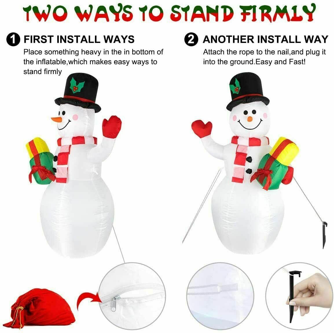 5ft Christmas Inflatables Snowman Outdoor Yard Decor with Rotating LED Lights Christmas Blow Up Decoration Garden - image 4 of 9