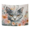 thumbnail image 5 of WOBOGO White Cat with Flower Tapestry 60×40in Home Living Room Bedroom Wall Hanging Ornaments, 5 of 10