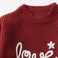 thumbnail image 4 of Cute Embroidered Sweaters Girls Casual Chunky Knit Oversized Sweater Winter Fall Pullover Tops Wine, 12 M, 4 of 7