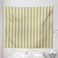 thumbnail image 1 of Modern Tapestry, Continuous Arrow Pointers Herringbone Pattern in Bicolour Design, Fabric Wall Hanging Decor for Bedroom Living Room Dorm, 5 Sizes, Dark Ceil Blue and Mustard, by Ambesonne, 1 of 1