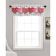 thumbnail image 3 of Eucalyptus Heart Linen Curtain Valance for Bedroom/Bathroom/Kitchen/Office/Living/Dining Room Windows, Valentine's Day Stripes Dot Lattice Grey Rod Pocket Topper Decorative Cafe Drapes Panel 60"x18", 3 of 6