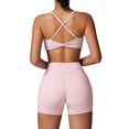 thumbnail image 5 of IDOPIP Women's 2 Piece Yoga Sets with Seamless Sports Bra and High Waist Shorts for Workout & Gym M Pink, 5 of 9