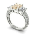 thumbnail image 2 of 3.61 ct Emerald Cut Natural Morganite 3 Stone 14K White Gold Womens Engagement Ring, 2 of 5