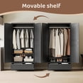 thumbnail image 5 of Metal Armoire Wardrobe Closet,72" Tall Wardrobe Cabinet with Drawer,2 Doors Armoire Storage Closet with Adjustable Shelves and Hanging Rod for Bedroom,Black, 5 of 8