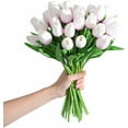 thumbnail image 3 of 15 tulipanes artificiales de seda de tacto real para decoración del hogar, Día de la Madre, primavera, boda, ramos, arreglos florales., 3 of 8