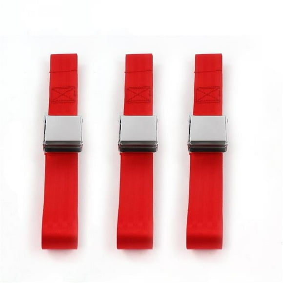 AMC Hornet 1970-1977 Airplane 2 Point Red Lap Bench Seat Belt Kit - 3 Belts