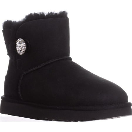 Australia Bailey Button Boot - Womens UGG Australia Mini Bailey Button Short Winter Boots, Black