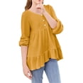 thumbnail image 3 of Langwyqu Long Sleeve V-Neck Girls High Low Waist Loose Ruffle Hem Tops For 5-14 Years, 3 of 5