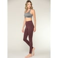 thumbnail image 3 of Made by Johnny Women's Peached Front Seamless Foldable Waist Leggings with Inner Pocket Full-Length Yoga Pants S WINE, 3 of 6