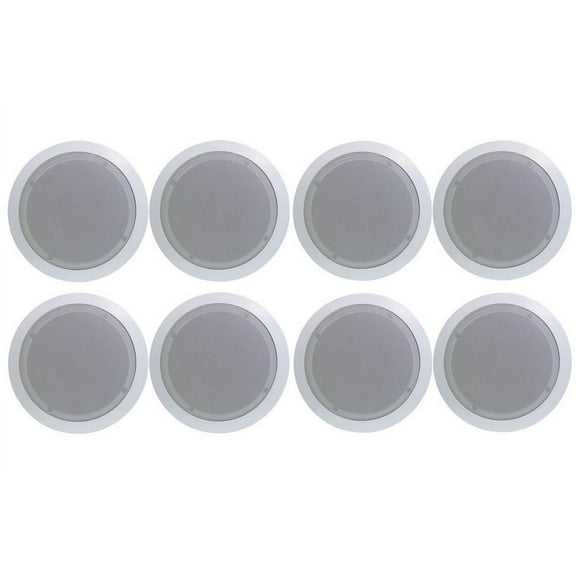 Pyle PDIC51RD 150W 5.25 Inch Round In-Wall/Ceiling Home Speakers, 8 Pack