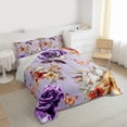 thumbnail image 3 of Manfei Female Women Chic Floral Rose Full Size Comforter Sets 3-Piece,Vintage Aesthetics Bedding Comforter Set,Butterflies Flowers Lightweight Bedding Sets,Luxury Bedroom Decor,Reversible, 3 of 8