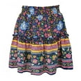 thumbnail image 4 of Jupe à Volants pour Femmes Imprimé Floral Élastique Jupe Courte Ethnique pour Été Printemps Automne, 4 of 4