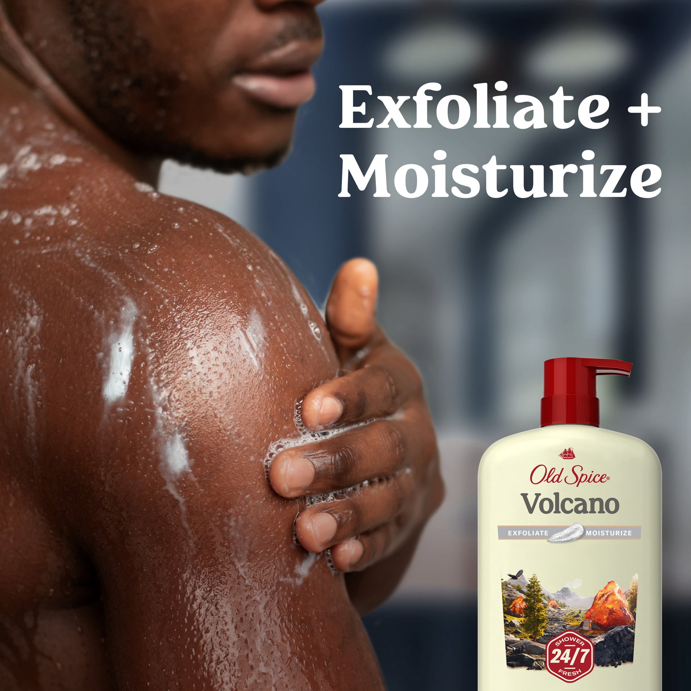 (4 pack) Old Spice Men's Body Wash for Men, Volcano Scent, 24/7 Shower Fresh, Exfoliation, 30 fl oz