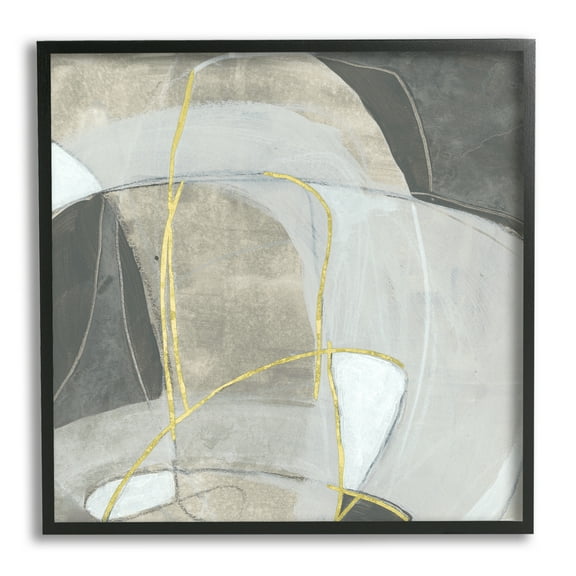 Stupell Industries Rocky Landscape Abstraction Neutral Tone Circular Shapes Abstract Painting Black Framed Art Print Wall Art, 12 x 12