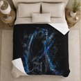 thumbnail image 5 of Black Panther Cosmic Fantasy, Peaceful Celestial Art Scene, Warm Flannel Blanket for Cabin and Lodge with Detailed Artwork, Wildlife Lovers Housewarming Gift, Fantasy Home Decor, 5 of 9