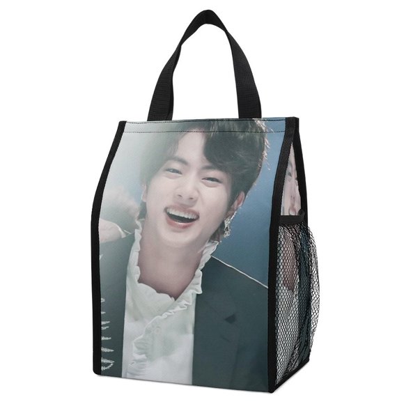 BTS Jin (2) Lunch Tote Insulated Bag With External Pocket, Reusable Large Capacity Lunch Bag Waterproof Lunch Tote-ML502