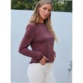 thumbnail image 3 of Womens Casual Long Sleeve Round Neck Shirts Basic Fall and Winter Tops, 3 of 5