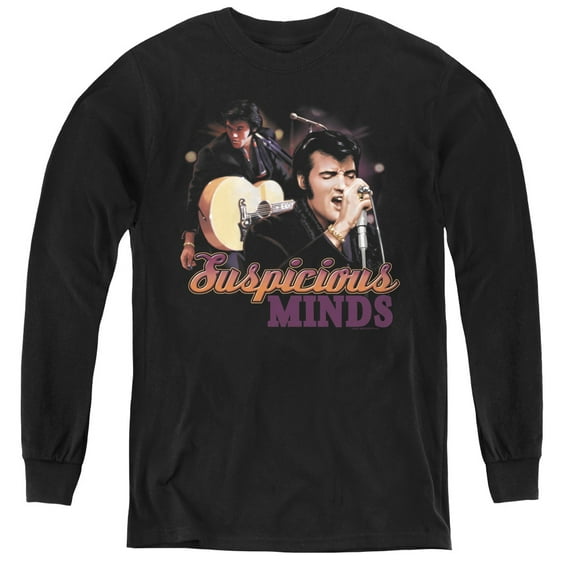 Elvis Presley Suspicious Minds Youth Long Sleeve T-Shirt Black