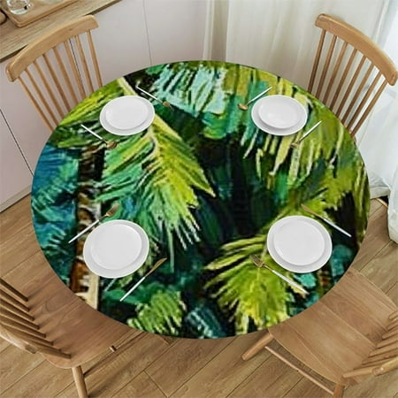 

Sheronv Palm Trees Round Tablecloth | Stain-Resistant & Washable | Indoor & Outdoor Dining | 100% Polyester Waterproof Fabric 54 -58