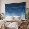 thumbnail image 3 of Navy Blue Ombre Large Tapestry for Bedroom Wall Hanging Tapestry, Modern Moire Wave Gradient Ceiling Backdrop Tapestries Poster Blanket Wall Decor for Teens Room Living Room Dorm 100" x 59", 3 of 8