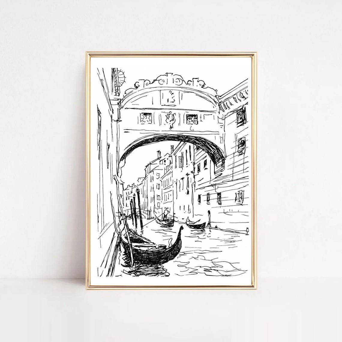Venice Bridge Of Sighs Wall Art Print Minimal Travel Decor