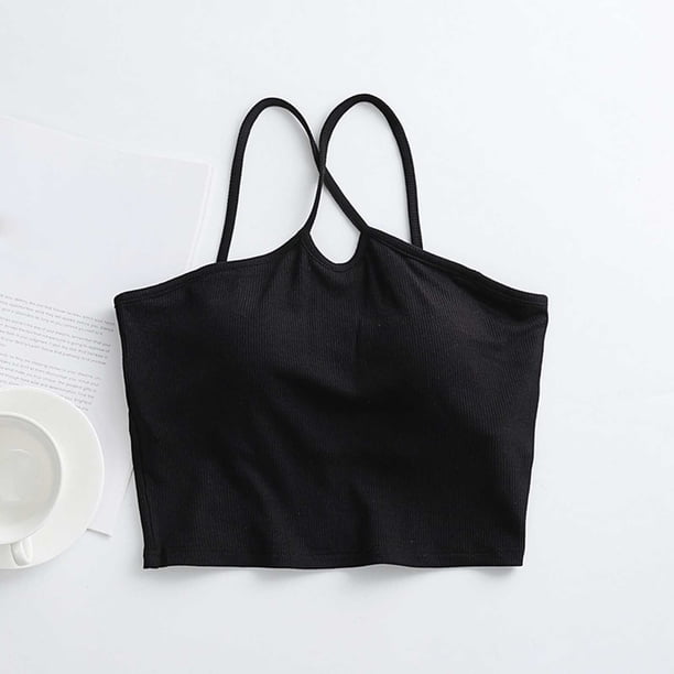Pijama de manga corta para mujer, de verano, color liso, con tirantes y acolchado en el pecho, ropa interior sin mangas y pijama. Blusa de poliéster para mujer.