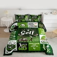 thumbnail image 2 of Feelyou Modern Gold Lover Full Size Comforter Sets for Kids, Est Sleep Sports Bedding Comforter Set, Green Patchwork Plaid Reversible Bedding Sets, Super Cozy Room Decor, 3pcs, 2 of 8