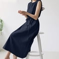 thumbnail image 3 of Vestido Midi de señora para mujer Vestidos elegantes de algodón y lino sin mangas Vestidos Midi sencillos FLhrweasw Nuevo, 3 of 7