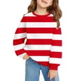 thumbnail image 4 of VNKIDY Girls Boys Sweatshirts Kids Color Block Striped Long Sleeve Pullover Crewneck Loose Fit Athletic Top For Casual Daily Outdoor Activities Soft Top Red 100, 4 of 4