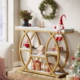 thumbnail image 3 of Finmind 4-Tier Console Table, 39" Wood Sofa Table with Storage Shelves, White Gold, 3 of 8
