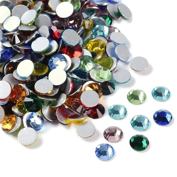 Glass Flat Back Rhinestone Grade A Back Plated Faceted Half Round Mixed color 4.6~4.8mm 1440pcs/bag