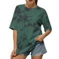thumbnail image 2 of Uootdi Women's Tees Round Neck Short Sleeve Tie Dye Print Solid Casual Tops Daily Wear Style Soft Stretchy Loose Fit Shirts Gift, 2 of 9