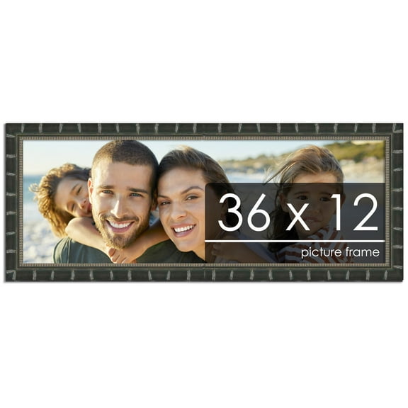 36x12 Bamboo Black Complete Wood Panoramic Frame with UV Acrylic, Foam Board Backing, & Hardware